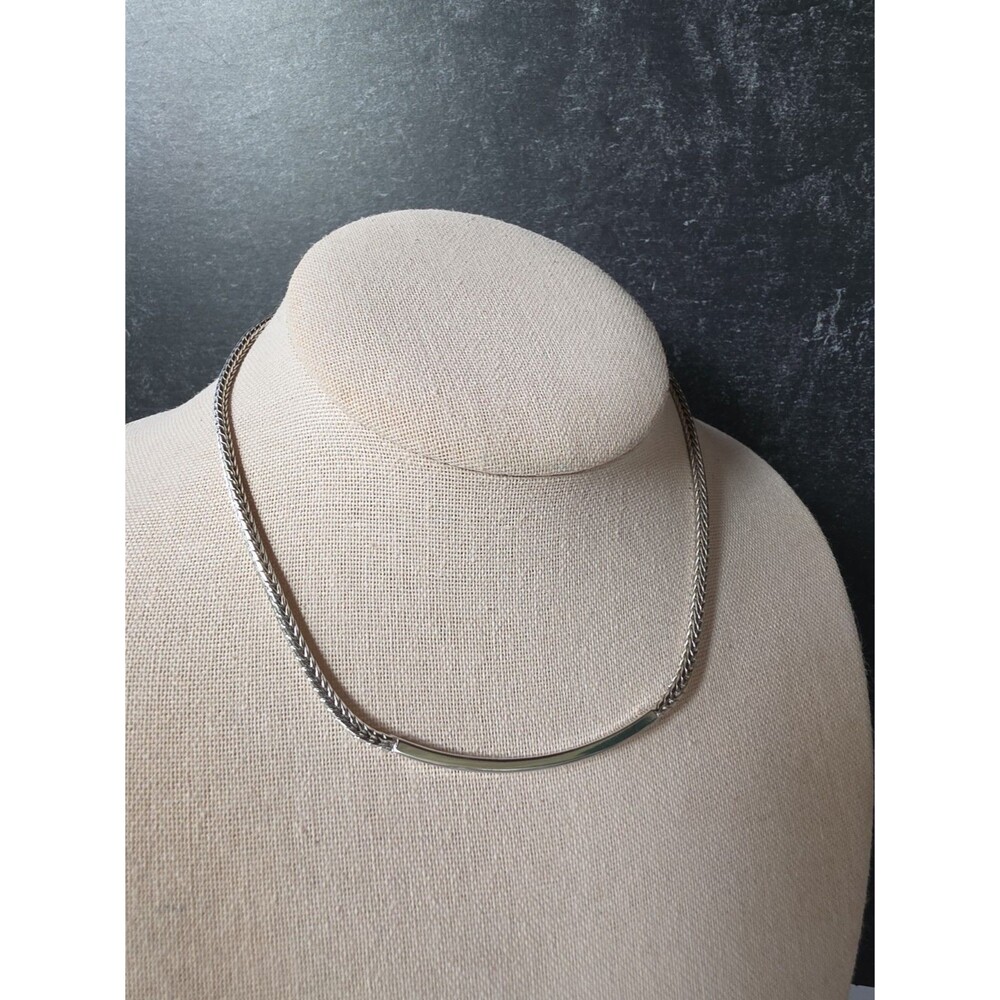 Monet Silver Tone Metal Chain Choker Necklace Vintage Costume Jewelry